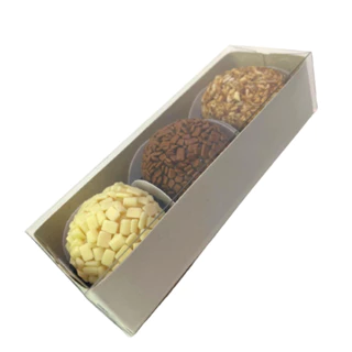 100 Caixas Para 3 Doces 12x4x3 | Brigadeiros, Brindes e Lembrancinhas | Tampa Acetato Transparente