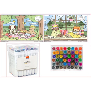 KIT BOBBIE GOODS   DIAS QUENTES + DIAS FRIOS + MARCADOR ARTÍSTICO EVOKE DUAL MARKER   ESTOJO 48 CORES em Oferta na Shopee