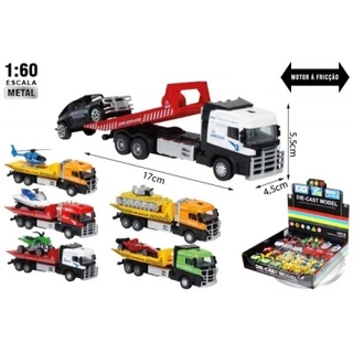 Miniatura Caminhão Guincho Grua Plataforma com veiculo 1:64