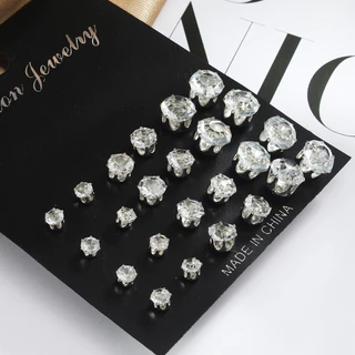 12 Unidades De Brincos De Diamante Branco De Zircônia Conjunto De Joias Minimalistas Coreanas em Oferta na Shopee