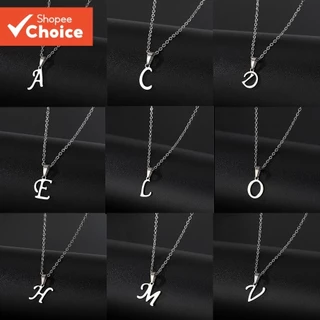 Colar Inicial De Letra De Prata A – Z Personalizado , De Corrente Sem Manchas De Aço Inoxidável Para Uso Diário Unissex