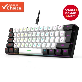 Número Teclado Jogos 61 Teclas RGB Backlight Mini Compacto USB-C Cabo De Alimentação Plugável Para Escritório