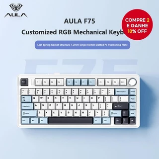 Teclado Gamer Aula F75 Bluetooth 24g Sem Fio Com Fio Modo Três Mecânico Para Pc Laptop Pbt RGB