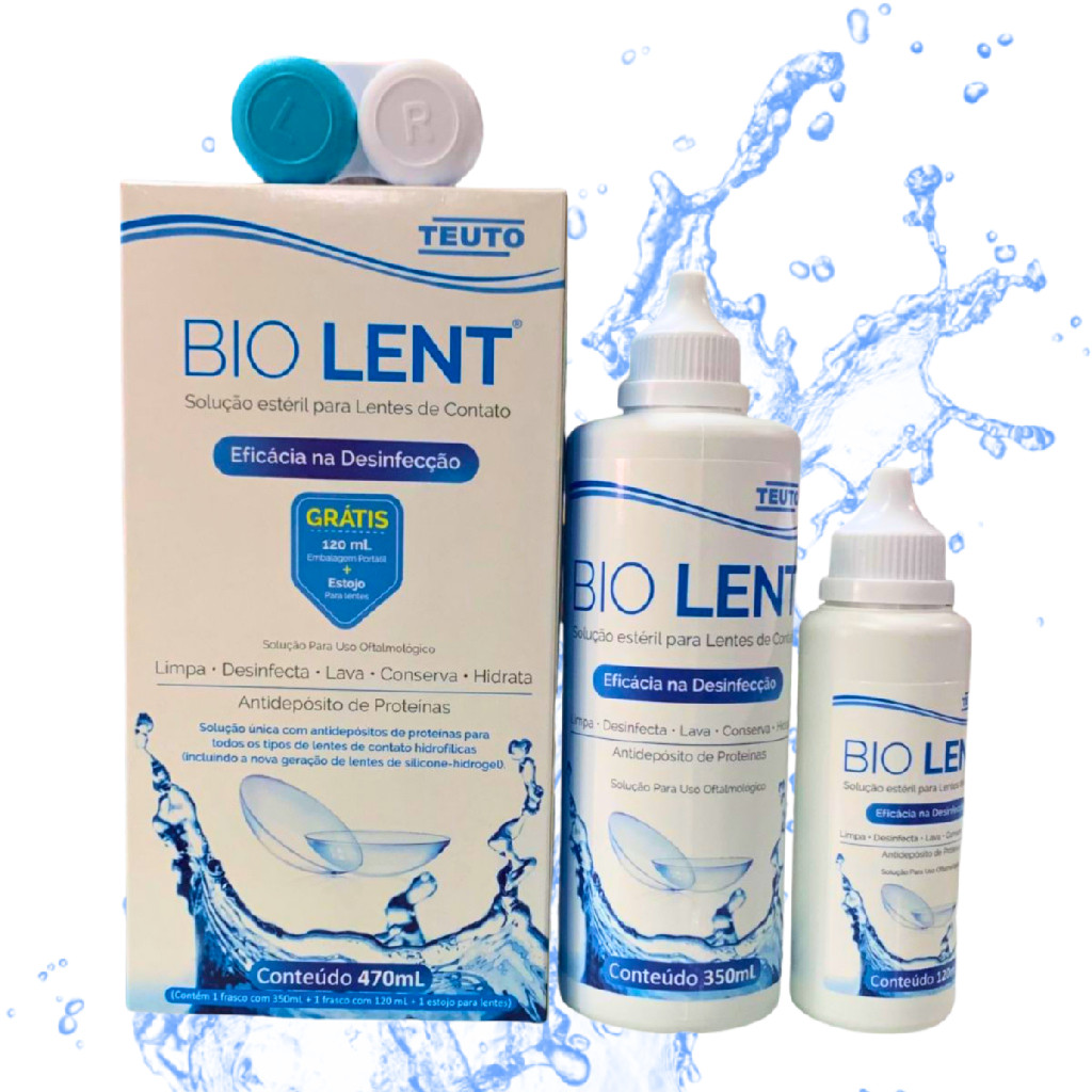 BioLent Solução Líquido Limpeza Lente De Contato Kit Frasco 470ml ...