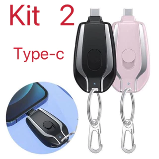 Kit 2 Carregador Porta-chaves Portátil | 1500mAh Ultra Compacto Mini Tipo-c em Oferta na Shopee
