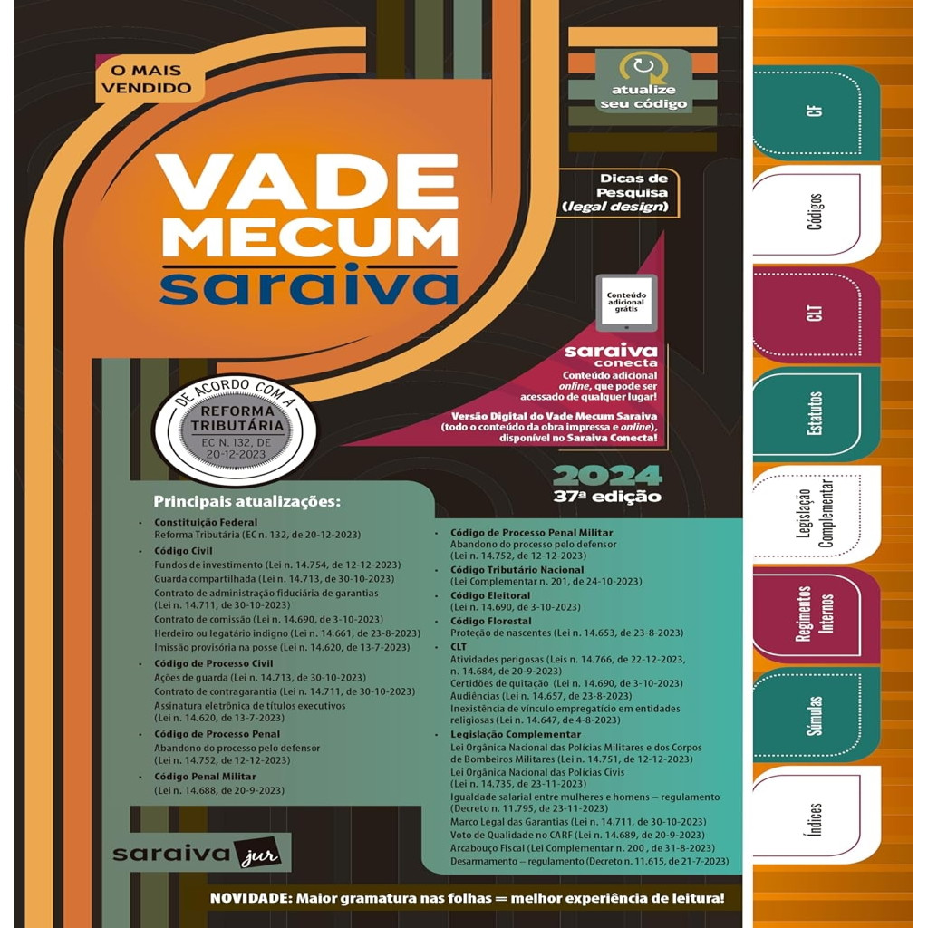 Vade Mecum Saraiva - Tradicional - 37ª Edição 2024 Autor Editora ...