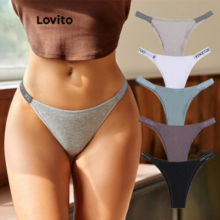 Lovito Calcinha casual com trança lisa para mulheres n LNL291