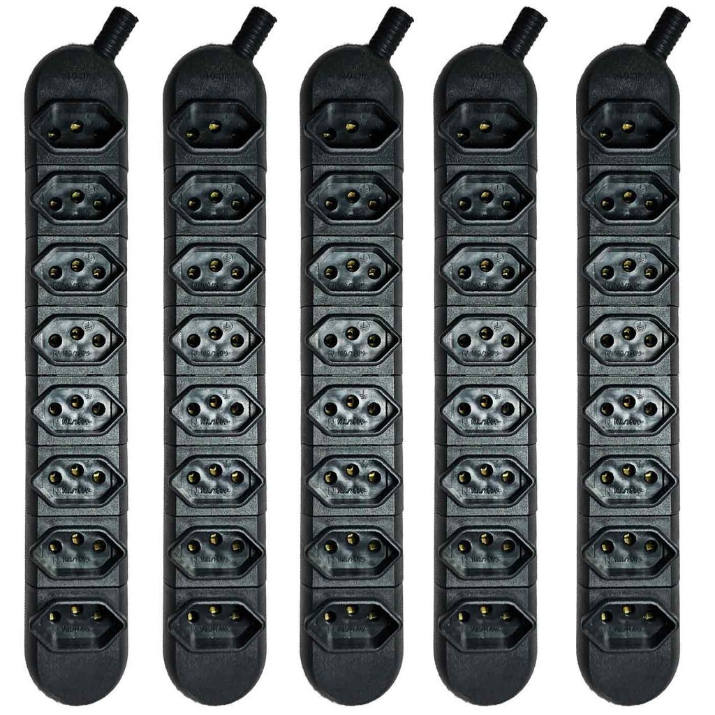 Kit 5x Tomada em Barra modular 8 Tomadas 10A PRE V-79/8 Voltim | Shopee ...