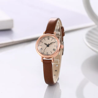 Relógios De Pulso Retro Numerais Romanos Pu Leather Wristwatch Moda Simples Femininos Ofiice Quentes