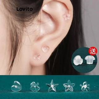 Lovito Brincos translúcidos casuais com textura de gelatina simples para mulheres LFA42368