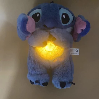 Baby Sleep Companion Soothing Stitch Plush Dolls Simulado Rítmico Respiratório Música Respiratória Brinquedos De Ponto Leve Recheados