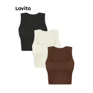 Lovito Regata feminina casual lisa básica LNE51396