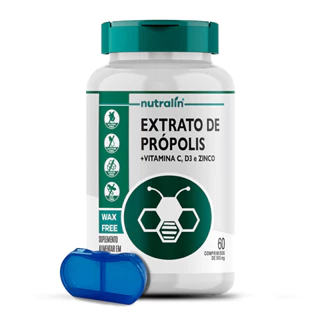 Extrato Própolis + Vitamina C/D + Zinco Nutralín 60Comp. + Porta Cápsulas