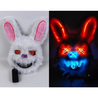 MÁSCARA COELHO LED VERMELHO AZUL HALLOWEEN FANTASIA FESTA