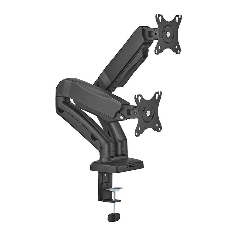 Suporte Articulado Para 2 Monitores Brateck LDT13 C024E, 17 Pol. a 32 Pol., Preto, LDT13-C024E
