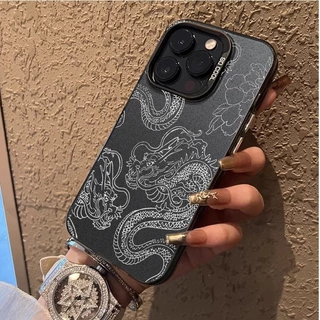 Capinha capa Fosca para Padrão de dragão branco iPhone xr xs max 7 8 11 12 13 14 15 pro max