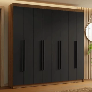 Guarda-Roupa Casal 8 Portas Batentes Rustic/Preto/Preto Saturno Madesa em Oferta na Shopee