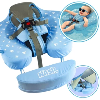Boia Infantil Para Bebê Azul Com Sombrinha Cobertura Apoio Pés Cinto de Segurança Confortável Piscina Baby Float Nash