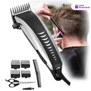 Barba 9 Peças Máquina De Cortar Cabelo Barbeador Aparador Profissional Acabamento Elétrico 110V