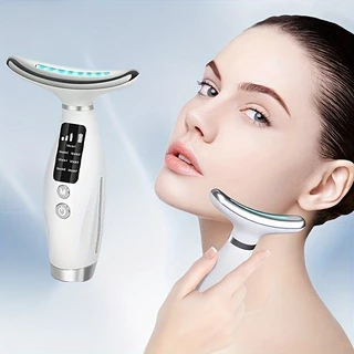 Massageador Recarregável de 7 Modos para Rosto e Pescoço - Alimentado por USB, Design Ergonômico