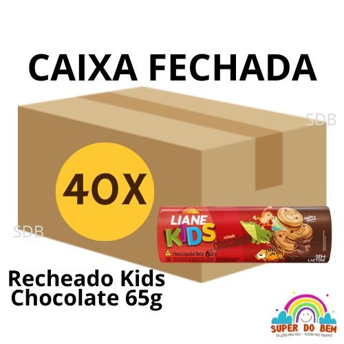 Caixa Fechada 40X Biscoito Recheado Chocolate Liane 65g Sem