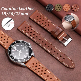 18mm 20mm 22mm Vintage Pulseira De Relógio De Couro Genuíno Banda Porosa Universal Respirável Feminino Masculino Negócio