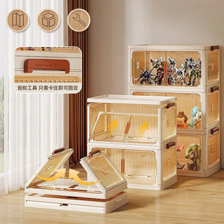 caixa organizadora armario armazenamento dobrável empilhavel com porta rodinhas multiuso 3 portas em Oferta na Shopee