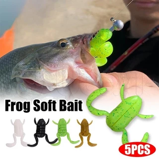5Pcs 5cm Isca Macia De Rã-Realista Com Pontapés Artificial De Pesca Biomimética TPE-Acessórios Equipamento Reutilizável-Para Peixe Preto , Robalo