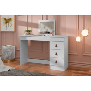 PENTEADEIRA CAMARIM ISA NEW 3 GAVETAS C/EPELHO C/ GAVETA MAQUIAGEM -BRANCO em Oferta na Shopee