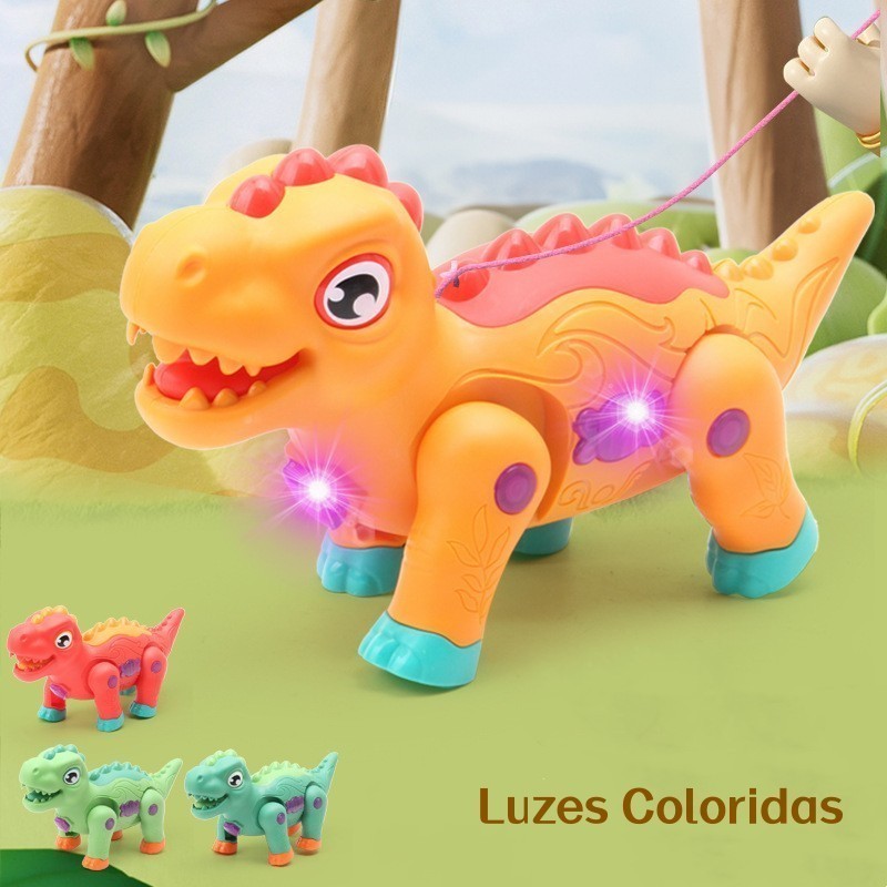 Brinquedo Dinossauro Fujão Musical Som Luz E Movimento