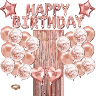 Venda Transfronteiriça de Balões de Ouro Rosa Rosa Decoração de Balões de Ouro Conjunto de Aniversário Suprimentos para Festa de Aniversário Decoração