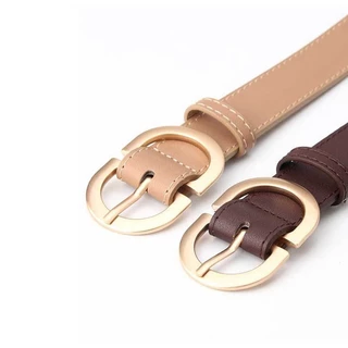 Cinto De Couro Para Mulher Fashion Jeans Clássico Retro Simples Fivela Redonda Fêmea Novo Luxo Punk Gótico