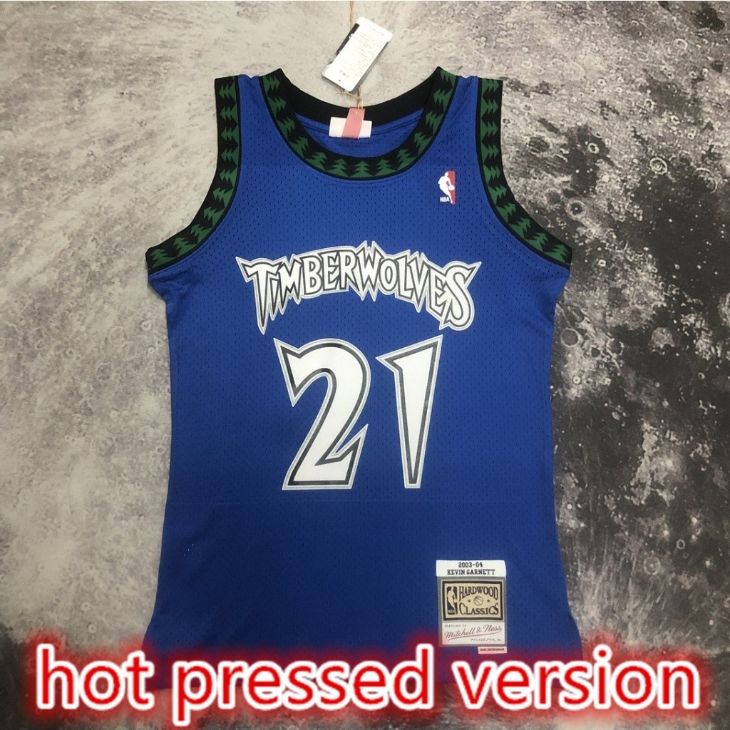 NBA Camisa Quente Prensada Versão Minnesota Timberwolves # 21 De Basquetebol Garnett