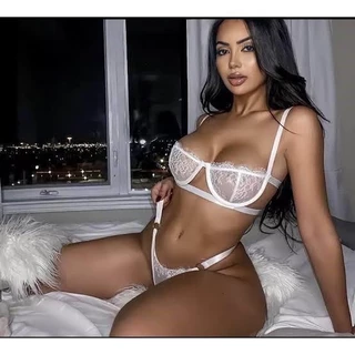 Conjunto Calcinha Fio Dental Sexy com Sutiã Meia Taça de Renda Langerie Sensual Gringa