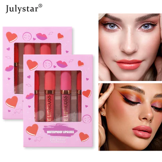 Julystar Cross-border Natural Lasting Matte Lip Glaze Mist Lipstick Não Toca Copo Desbota Conjunto De Brilho Labial Maquiagem Genuína