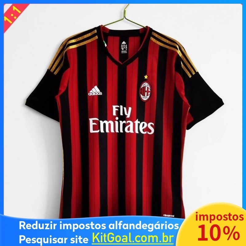 Retro Futebol Camisa Esportiva Retro 13 /14 AC-M Casa Homens Retro Vermelho Camisa Esportiva V5OW