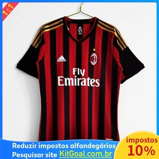 Retro Futebol Camisa Esportiva Retro 13 /14 AC-M Casa Homens Retro Vermelho Camisa Esportiva V5OW