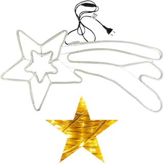 Estrela Cadente Led Pisca Pisca Decoração Natal Fachada Jardim Area Interna Externa 110v Branco Quente