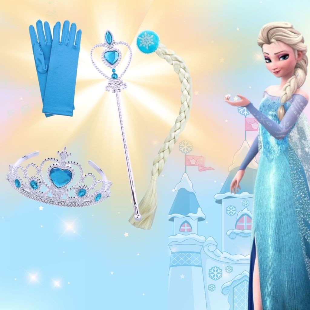 Kit Princesa Elsa Com Varinha, Coroa, Luva e Trança Fantasia Fadinha ...