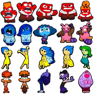 Jibz Para Croc Shoe Charms Inside Out Animation Decoração Estilo PVC Acessórios Com Botão