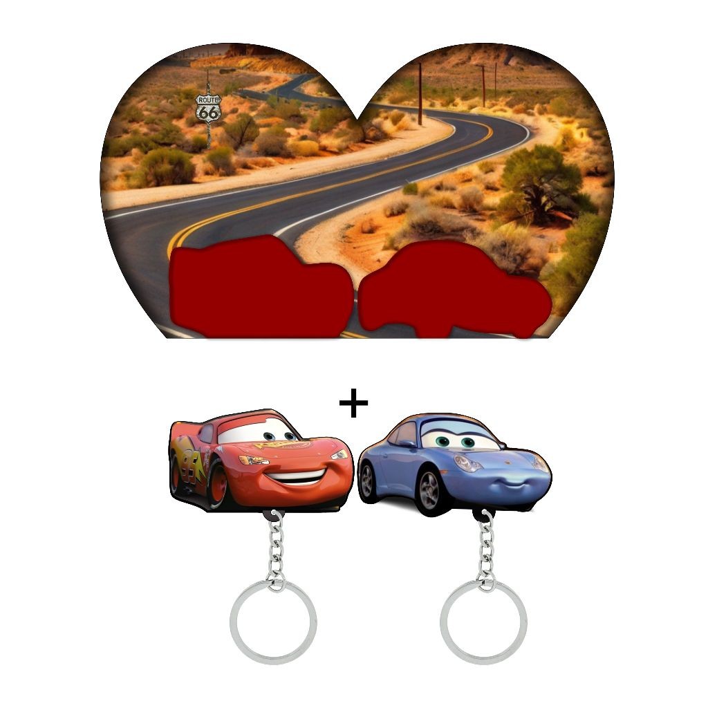 Porta Chaves + Chaveiros Carros - Decoração metadinha, casal, Colorido Filme