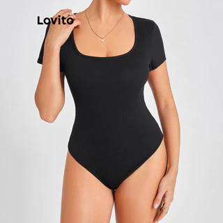 Lovito Body casual jacquard liso para mulheres LBL16355