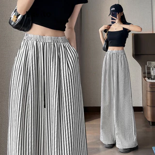 Lovito Calça casual listrada colorblock para mulheres LNE74629