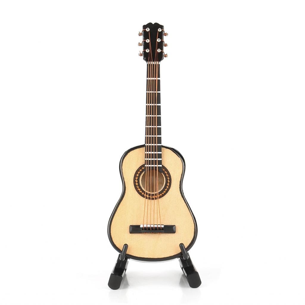 Mini Guitar Miniature Wooden Musical Instruments Model+Support Home ...
