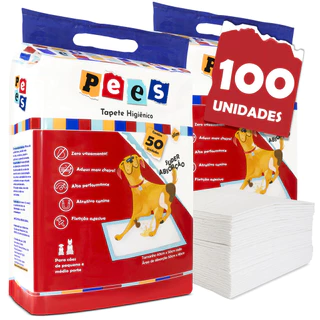 Tapete Higiênico Slim Pees Para Cães 100 Unidades 50x60cm