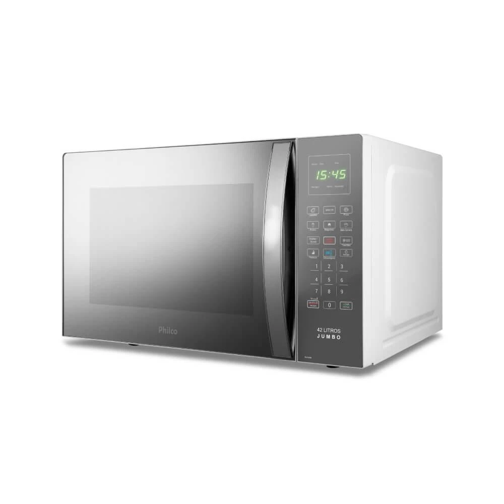 Micro ondas 42 Litros Philco Jumbo Branco Espelhado PMO42EB 110V