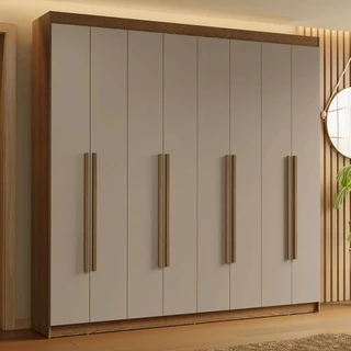 Guarda-Roupa Casal 8 Portas Batentes Rustic/Crema/Rustic Saturno Madesa em Oferta na Shopee