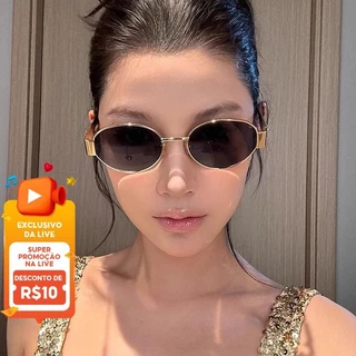 Óculos De Sol Ovais Vintage Pequena Armação De Metal Proteção UV400 Moda Unissex em Oferta na Shopee