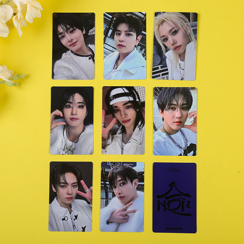 8-9pcs STRAY KIDS Torre Oca RECORD HOP Lomo Cartões PVC Cartão