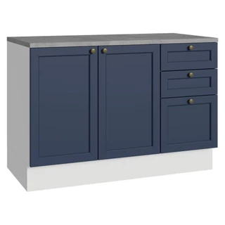 Balcão de Cozinha 120 cm 2 Portas 3 Gavetas Branco/Azul Vik Madesa em Oferta na Shopee